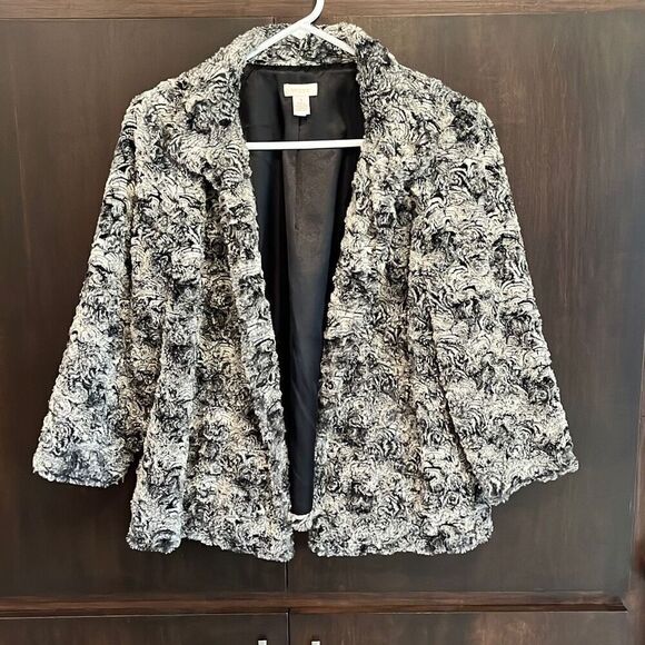 Chico’s Faux Fur Blazer Jacket Size Medium - Picture 1 of 6